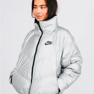 Nike Women's Metallic Silver Puffer Jacket